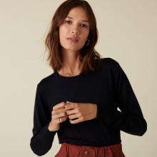 Merino wool round-neck jersey sweater - Asena
