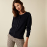 Merino wool buttoned round-neck cardigan with pockets - Amalia