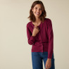 Merino wool buttoned round-neck cardigan with pockets - Amalia