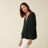 Buttoned cardigan with pockets in merino wool - Ava