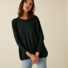 Loose-fit sweater with ribbed edges in merino wool - Amerya