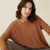 Loose-fit sweater with ribbed edges in merino wool - Amerya