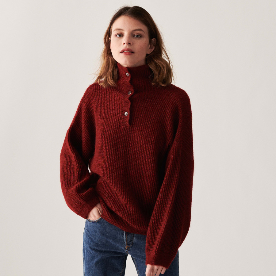 Oversized buttoned mohair sweater - Clea