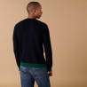 Two-tone round-neck merino wool sweater - Adrien