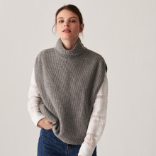 Recycled cashmere sleeveless turtleneck sweater - Dalya