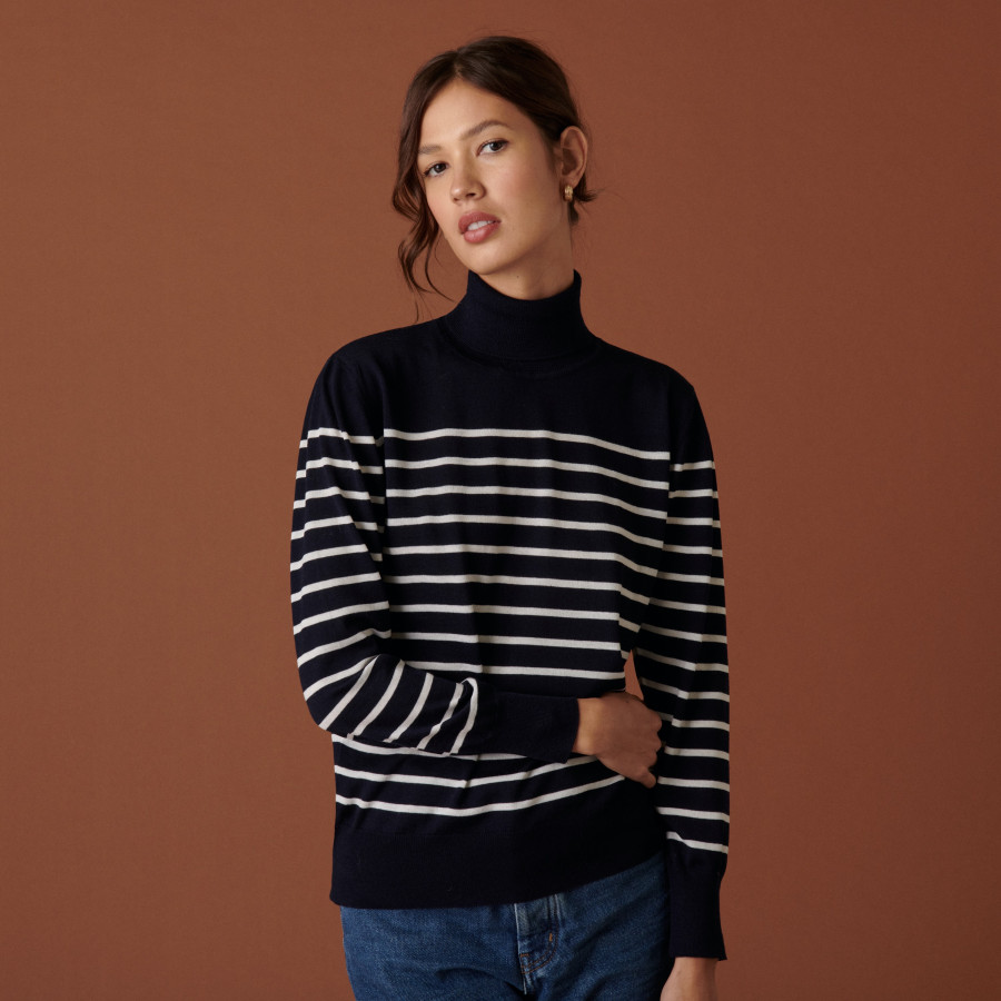 Ribbed merino wool turtleneck sweater - Colette