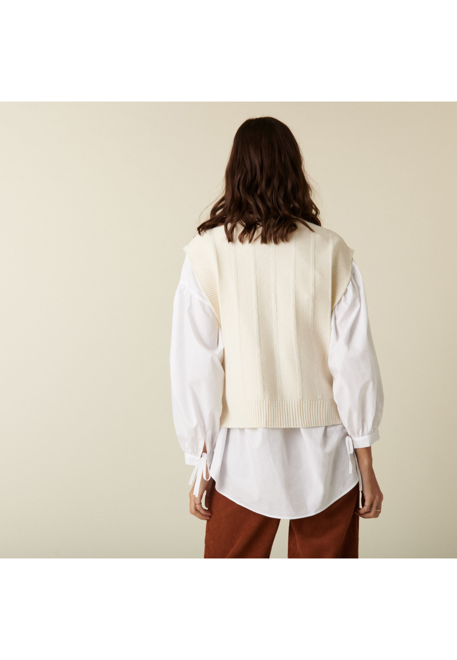 Sleeveless turtleneck sweater in merino wool - Claudia