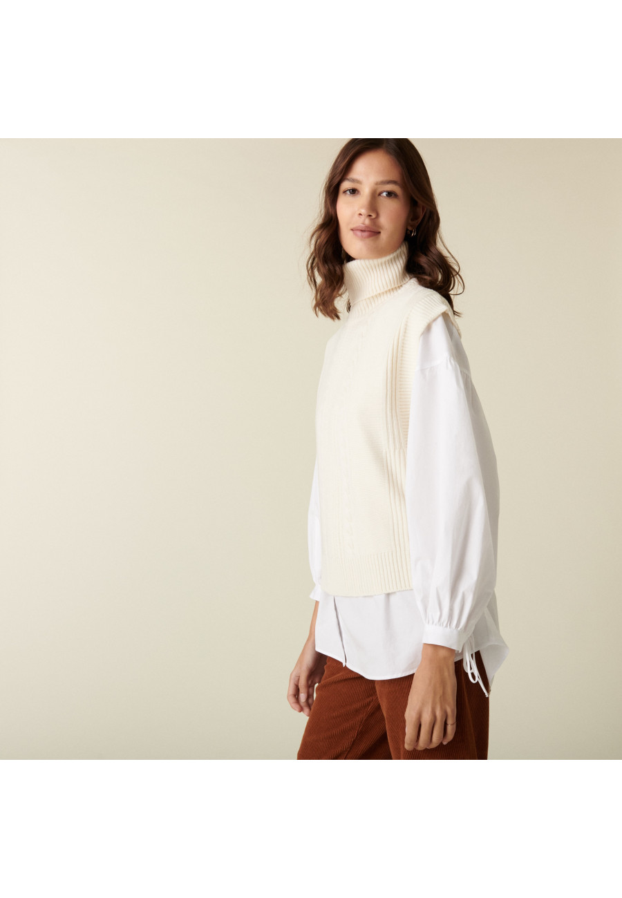 Sleeveless turtleneck sweater in merino wool - Claudia