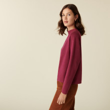 Raglan sleeve sweater with ribbed edges - Calisse