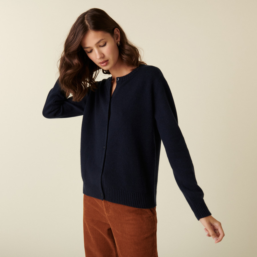 Round neck cashmere cardigan with buttoned - Adelys