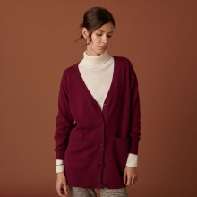 Long V-neck cashmere cardigan with slits and pockets - Aden