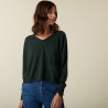 Short cashmere V-neck sweater with pockets - Balba
