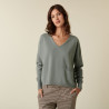 Short cashmere V-neck sweater with pockets - Balba