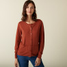 Merino wool buttoned round-neck cardigan with pockets - Amalia