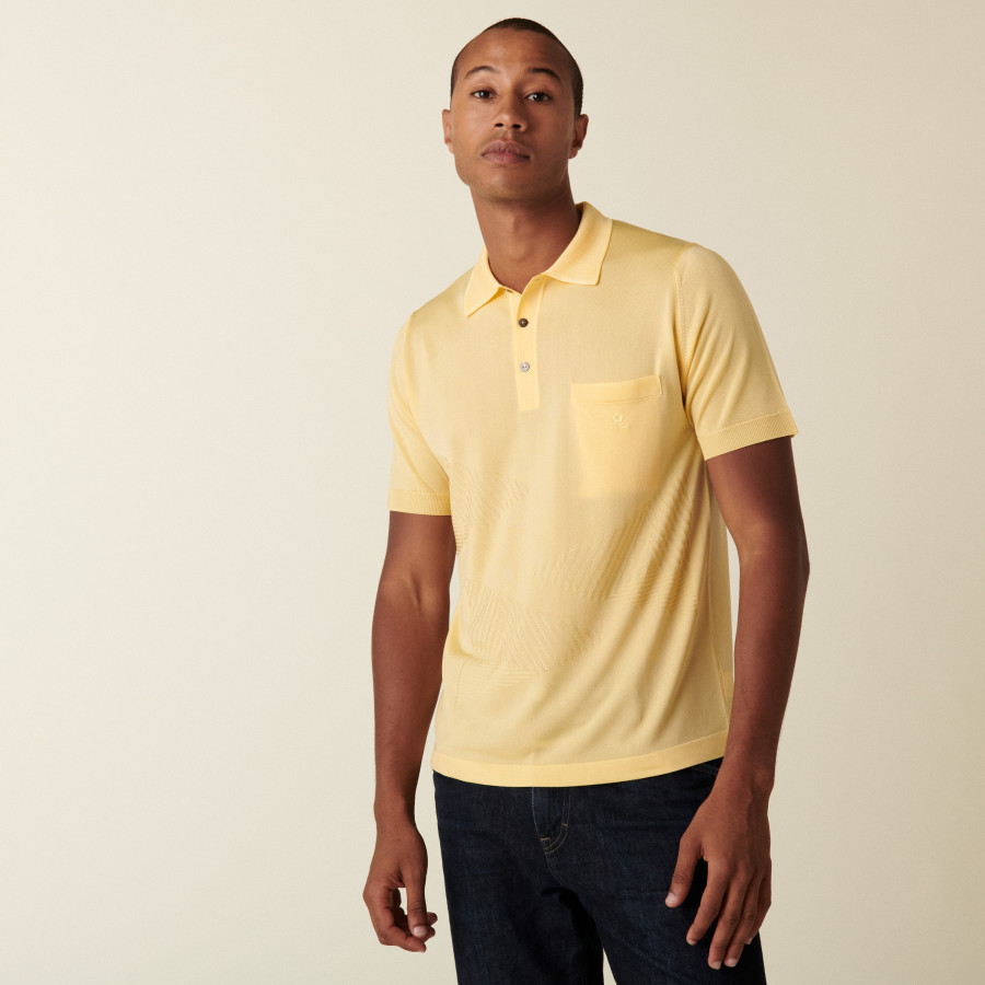 Short-sleeved polo shirt in Fil Lumière with triangular patterns - Dylan
