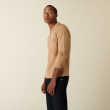 Long-sleeved polo shirt in Fil Lumière with triangles patterns - Dalvini