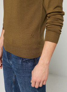 Round neck sweater with logo in merino wool - Eddie