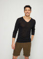 Slub linen and linen V-neck sweater -Blayne