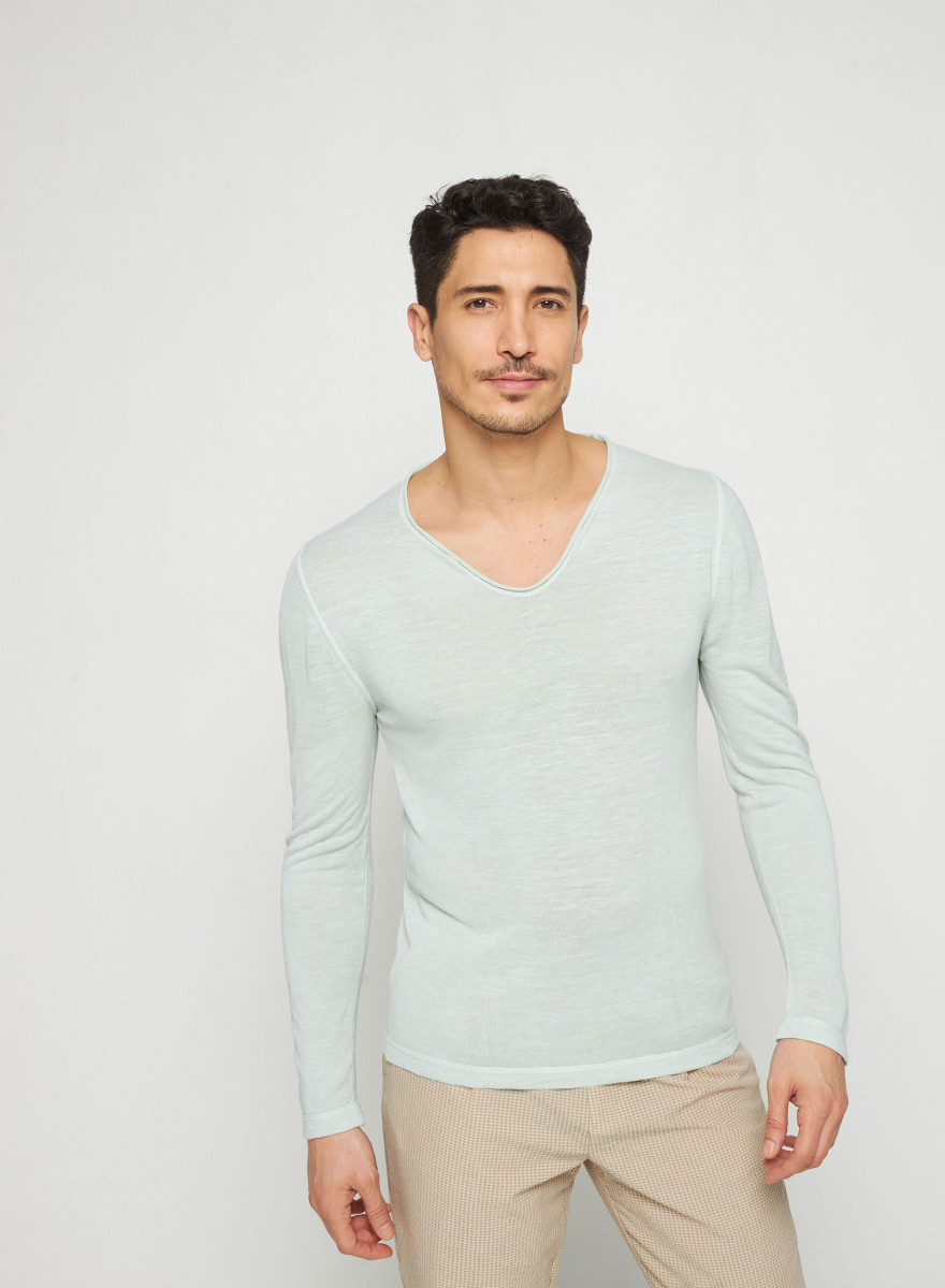 Slub linen and linen V-neck sweater -Blayne