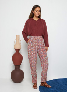 Patterned trousers in viscose warp and weft - Septime