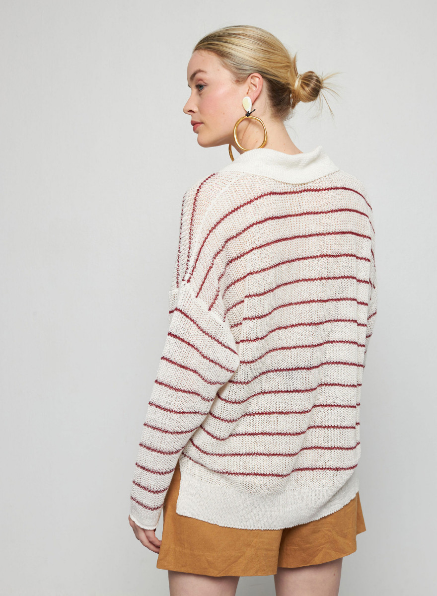 Loose linen polo neck sweater - Tiara