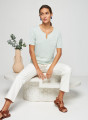 Flamed linen t-shirt with tunisian collar - Bohême