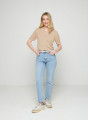 Flamed linen t-shirt with tunisian collar - Bohême