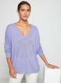 Oversized v-neck flamed linen t-shirt - Beja