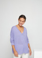 Oversized v-neck flamed linen t-shirt - Beja