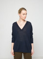Oversized v-neck flamed linen t-shirt - Beja
