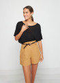 Flamed linen button back t-shirt - Tally