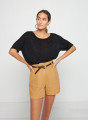 Flamed linen button back t-shirt - Tally