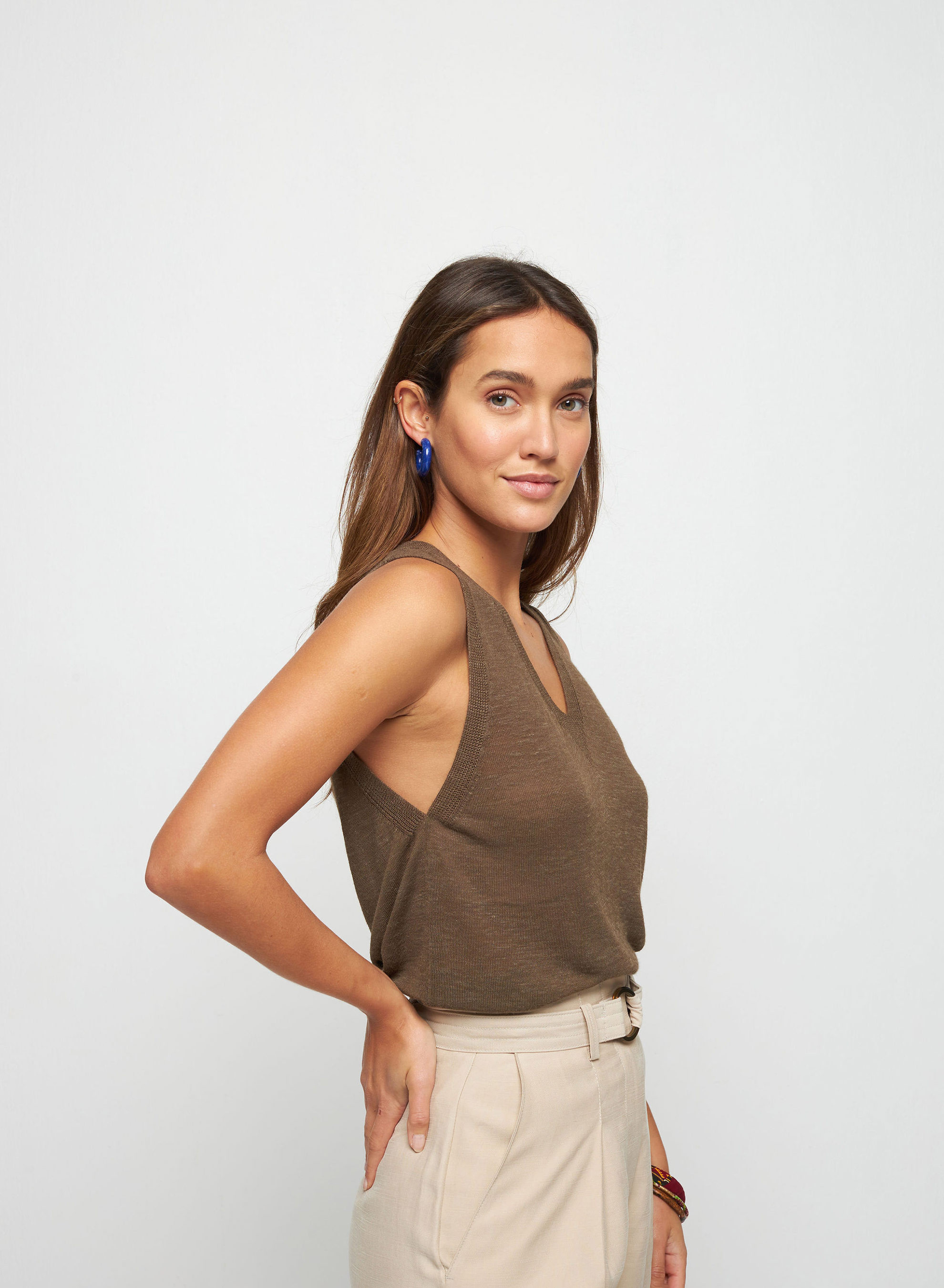 Slub linen tank top - Tahiti