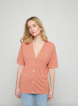 Short sleeves flamed linen cardigan - Tanya