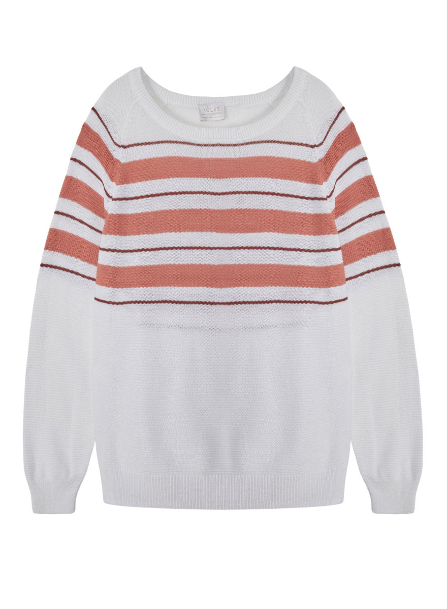 Striped slub linen loose sweater -Tael
