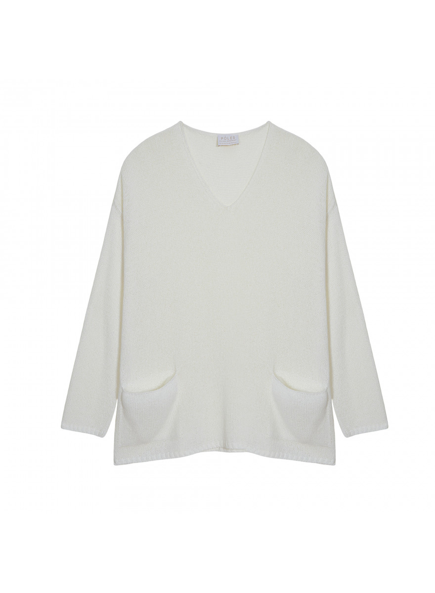 Oversized V-neck sweater in corallo - Telma