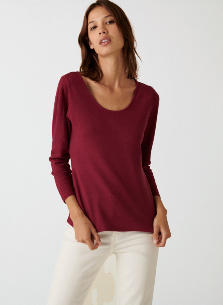 Fine-knit merino wool round-neck sweater - Altesa