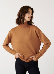 Turtleneck sweater with slits in merino wool - Amy