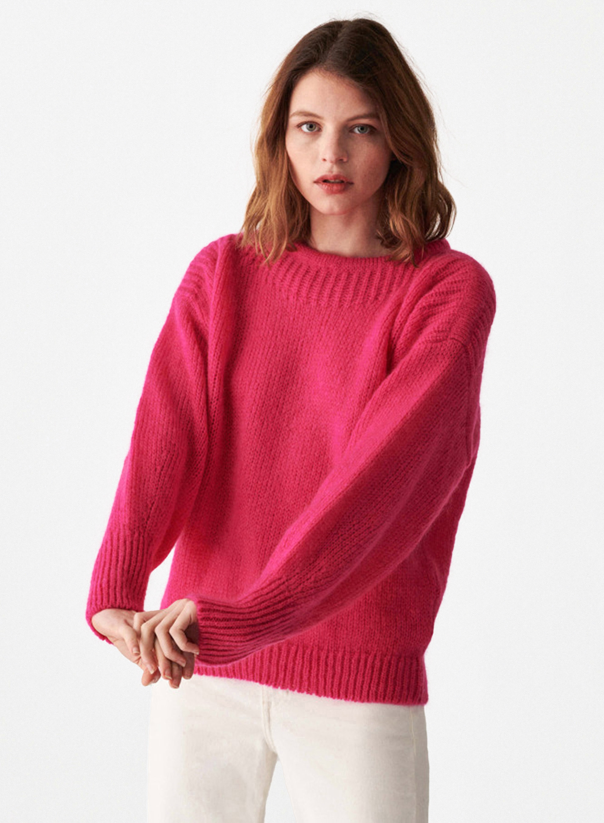 Pink and Red Sweater, Mohair Sweater, Pink Red Sweater, Mohair