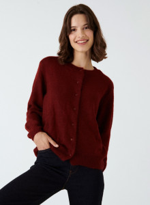 Buttoned cardigan with mohair shoulder pads - Aloise