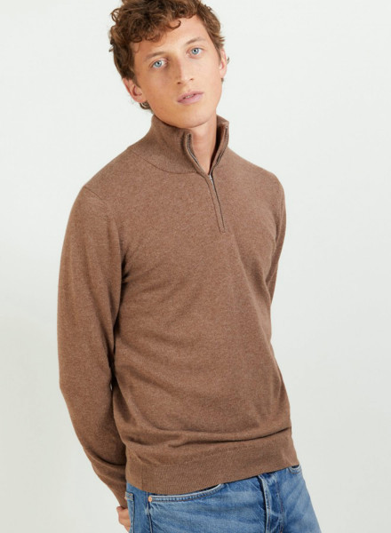 Cashmere sweater with zip neck - Emile