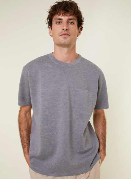 Loose t-shirt with pocket in merino wool - Florentin