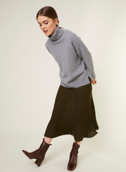 Long flowing skirt in merino wool - Caeline
