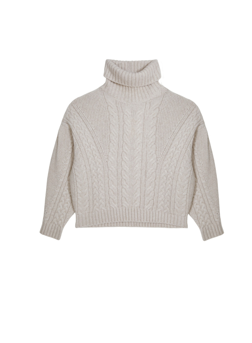 Loose twisted turtleneck sweater in cocoon wool - Gaia