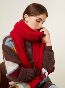 Pure cashmere knit scarf in Beige: Luxury Italian Accessories