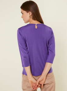 Elbow sleeve t-shirt in Lumière yarn with patterns - Erica