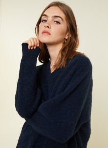 V-neck sweater with slits in cashmere dots - Giulia