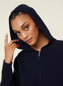 Zipped hoodie in recycled cashmere and wool - Alfred