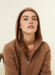 Zipped hoodie in recycled cashmere and wool - Alfred