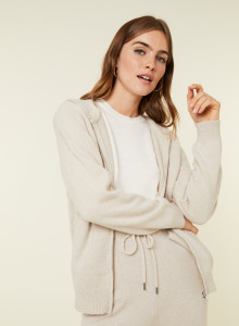Zipped hoodie in recycled cashmere and wool - Alfred